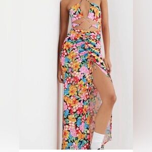 For Love & Lemons Floral Halter Maxi Dress size L only worn once!